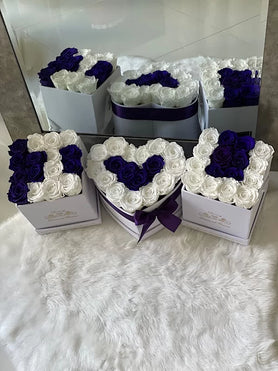 blue and white roses