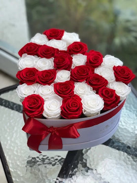 red and white roses , mix roses