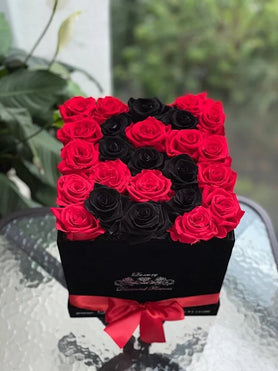 red and black roses