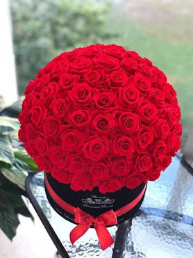 100 red preserved roses