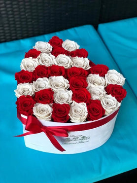 red and white roses , mix roses